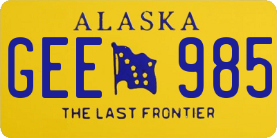 AK license plate GEE985