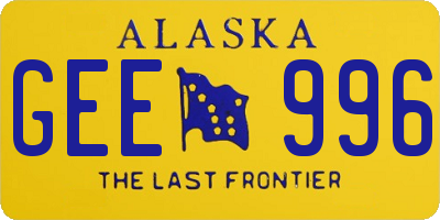 AK license plate GEE996