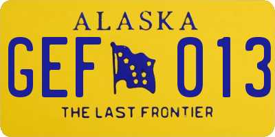 AK license plate GEF013