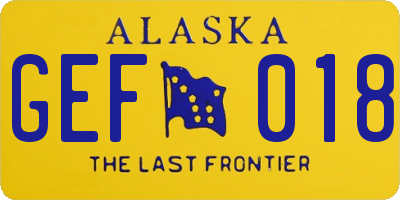 AK license plate GEF018