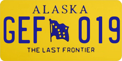 AK license plate GEF019