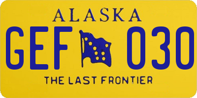 AK license plate GEF030