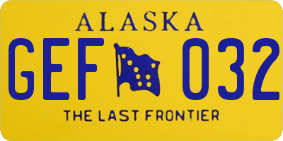 AK license plate GEF032