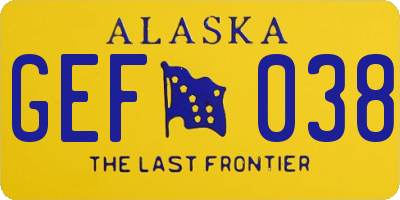 AK license plate GEF038