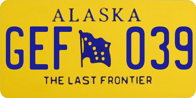 AK license plate GEF039