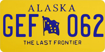 AK license plate GEF062