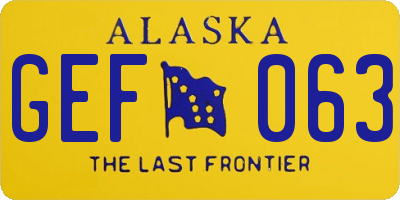 AK license plate GEF063