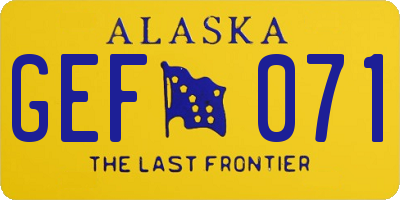 AK license plate GEF071