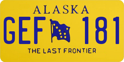 AK license plate GEF181
