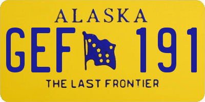 AK license plate GEF191