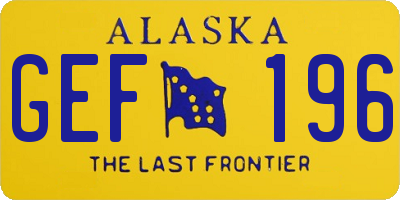 AK license plate GEF196