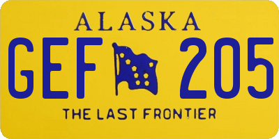 AK license plate GEF205