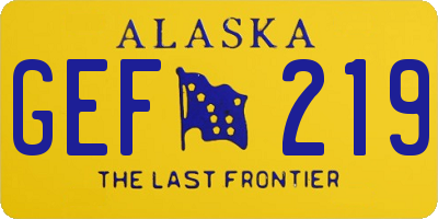 AK license plate GEF219