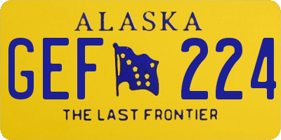 AK license plate GEF224
