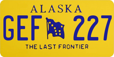 AK license plate GEF227