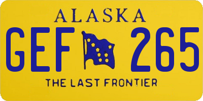 AK license plate GEF265