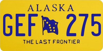 AK license plate GEF275