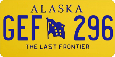 AK license plate GEF296