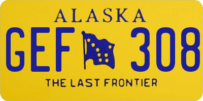 AK license plate GEF308