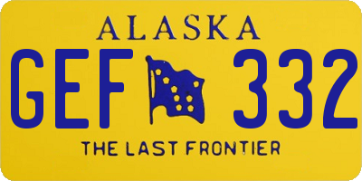 AK license plate GEF332