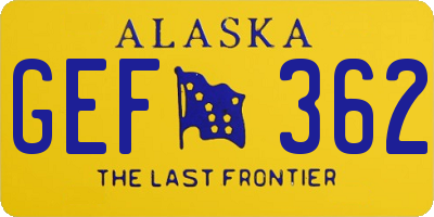 AK license plate GEF362