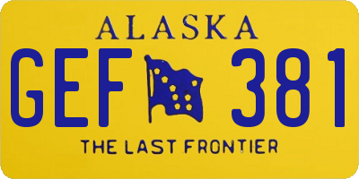 AK license plate GEF381