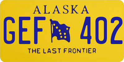 AK license plate GEF402