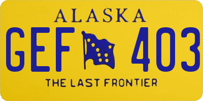 AK license plate GEF403
