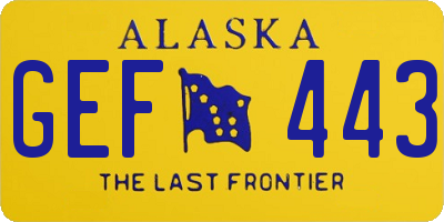 AK license plate GEF443