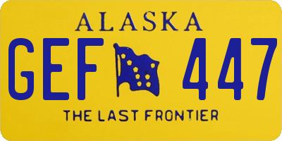 AK license plate GEF447