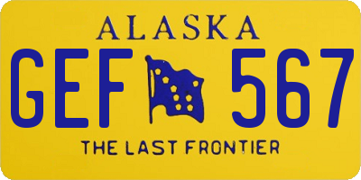 AK license plate GEF567