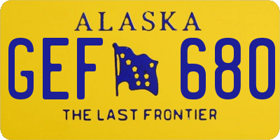 AK license plate GEF680