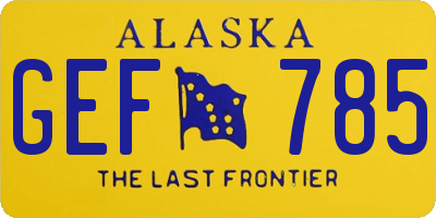 AK license plate GEF785