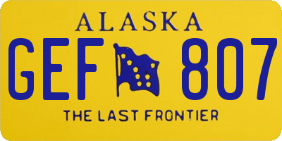 AK license plate GEF807