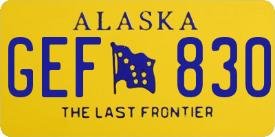 AK license plate GEF830