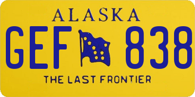 AK license plate GEF838