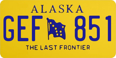 AK license plate GEF851