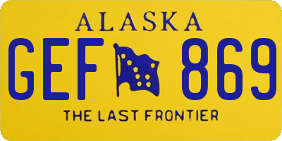 AK license plate GEF869