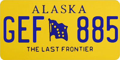AK license plate GEF885