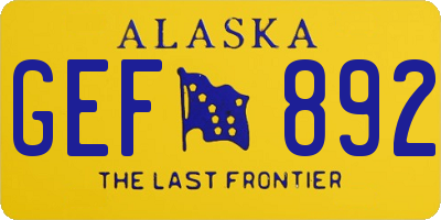 AK license plate GEF892