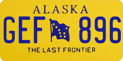 AK license plate GEF896