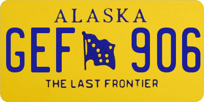 AK license plate GEF906