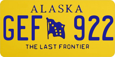 AK license plate GEF922