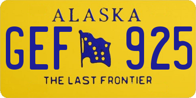 AK license plate GEF925