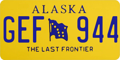 AK license plate GEF944