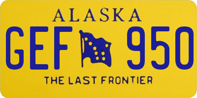 AK license plate GEF950