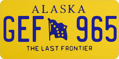 AK license plate GEF965