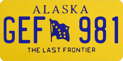 AK license plate GEF981