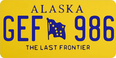 AK license plate GEF986