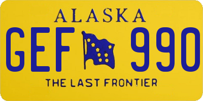 AK license plate GEF990